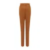 Rue Les Createurs Women's Stretch Slim-fit Brown Trousers In Brown