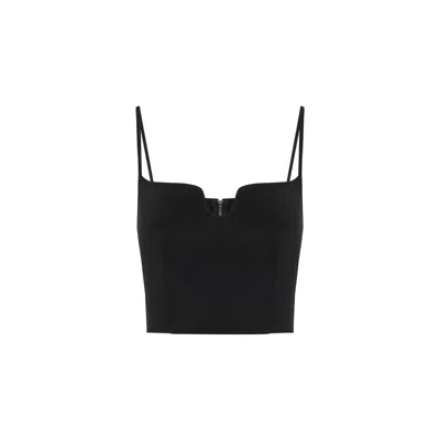 Rue Les Createurs Women's Thin Strap Zippered Black Bustier