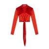 Rue Les Createurs Women's Tie-on Silk Red Blouse In Red
