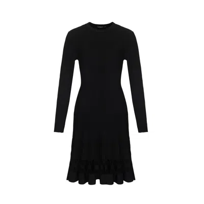 Rue Les Createurs Women's Transparent Details Black Knit Dress