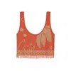 Rue Les Createurs Women's Yellow / Orange Fringe Detail Strappy Orange Crop Top In Yellow/orange