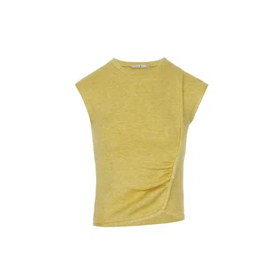 Rue Les Createurs Women's Yellow / Orange Side Ruched Detail Yellow Blouse In Yellow/orange