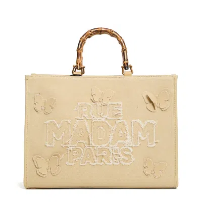 Rue Madame Canvas Tote With Embroidered Butterflies In Multi