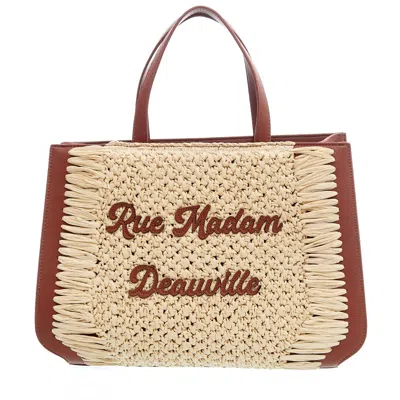 Rue Madame Nassau Xl Leather And Raffia In Neutrals