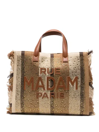 Rue Madame Paris Casablanca Fringed-edge Tote Bag In Brown
