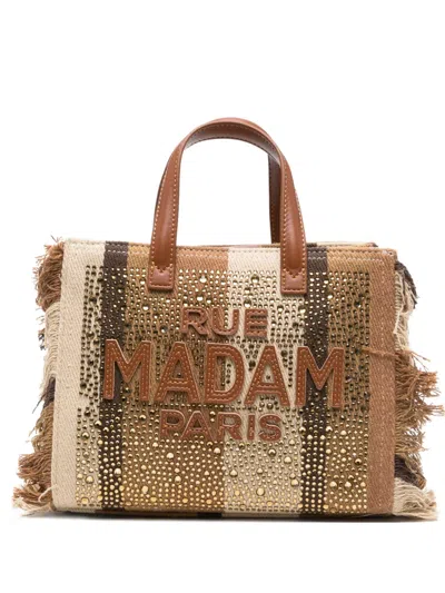 Rue Madame Paris Mini Casablanca Fringed-trim Tote Bag In Brown