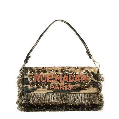 Rue Madame Rectangular Camouflage Shoulder Bag With Rhinestone Accents