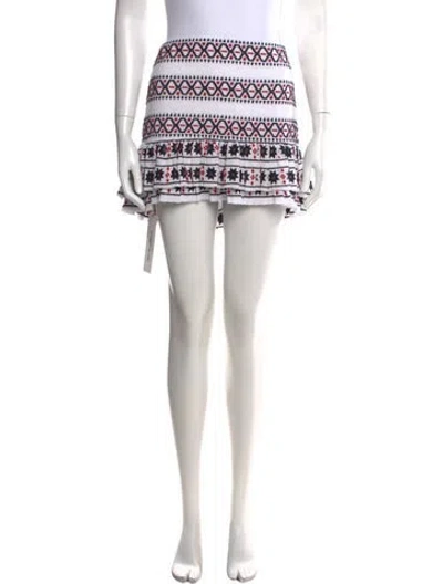 Pre-owned Rue Mariscal Graphic Print Mini Skirt In White