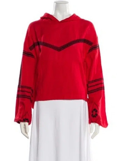 Pre-owned Rue Mariscal Patterned Crew Neck Hoodie In Red