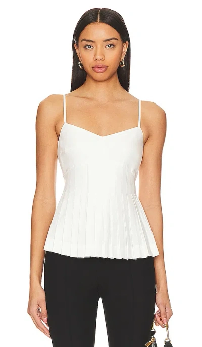 Rue Sophie Alma Pleated Top In Off White
