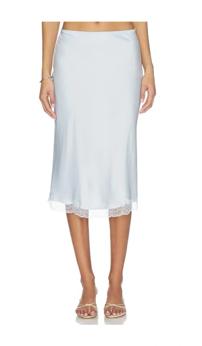 Rue Sophie Alva Lace Hem Skirt In Blue