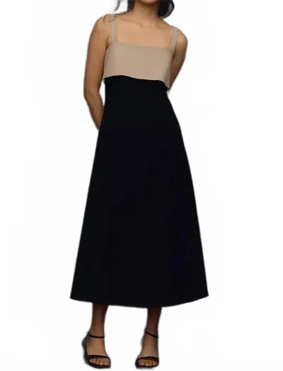 Rue Sophie Aurelia Colorblock Midi Dress In Black Tan