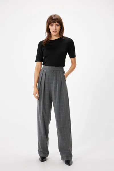 Rue Sophie Double Pleat Trouser In Grey Plaid In Multi