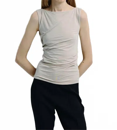 Rue Sophie Fantine Side Pleat Top In Oat In Gray