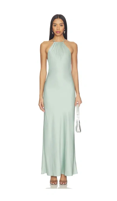 Rue Sophie Faye Satin Dress In Green