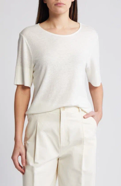 Rue Sophie Fern Oversize Linen & Cotton T-shirt In Alabaster