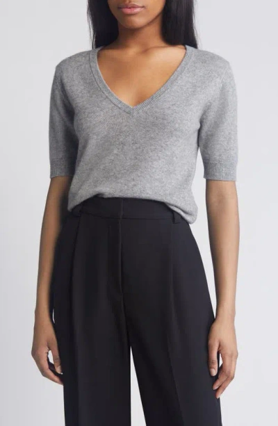 Rue Sophie Harriet V-neck Wool & Cashmere Sweater In Grey