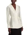 Rue Sophie Ines Notch Lapel Drawstring Top In White