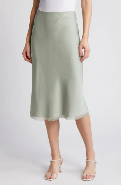 Rue Sophie Kat Satin Midi Skirt In Artichoke