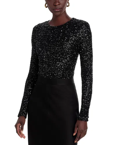 Rue Sophie Lorynn Sequin Long Sleeve Top In Black