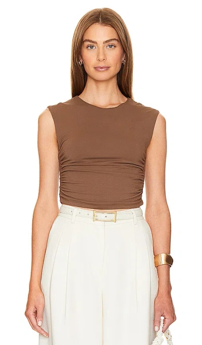 Rue Sophie Palma Ruched Top In Brown