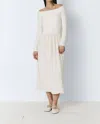 Rue Sophie Rosette Off Shoulder Dress In Ecru