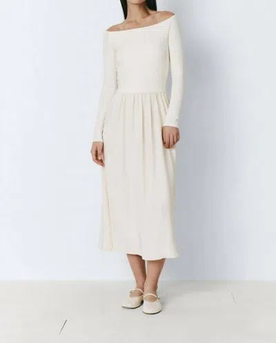 Rue Sophie Rosette Off Shoulder Dress In Ecru