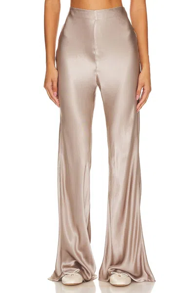 Rue Sophie Satin Bell Pant In Grey In Brown