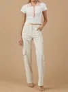 Rue Sophie Teddy Utility Pants In Beige In White