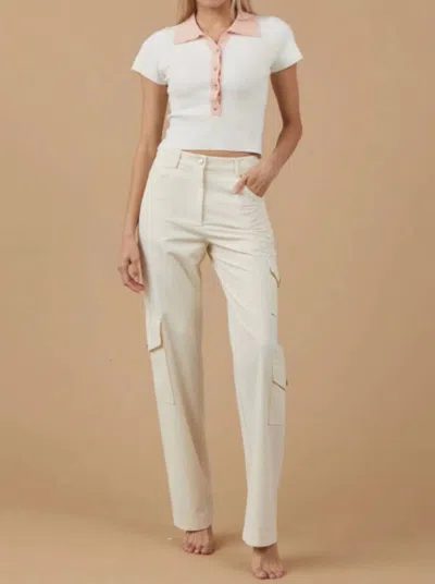 Rue Sophie Teddy Utility Pants In Beige In White