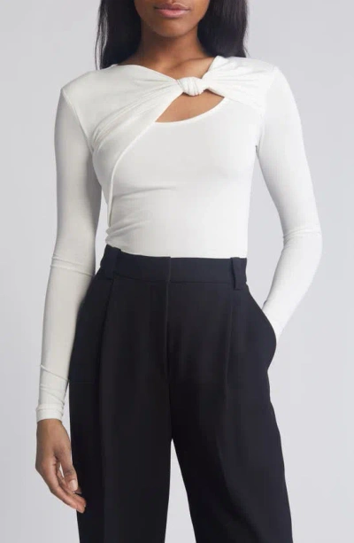 Rue Sophie Thessa Knot Detail Long Sleeve Knit Top In Off White