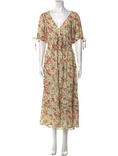 Pre-owned Rue Stiic Floral Print Long Dress In Multi