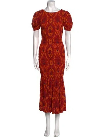 Pre-owned Rue Stiic Floral Print Long Dress W/ Tags In Orange