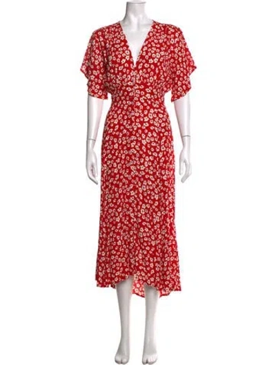 Pre-owned Rue Stiic Floral Print Midi Length Dress In Red