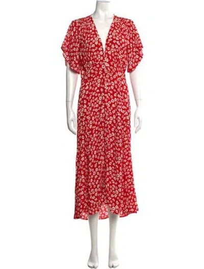 Pre-owned Rue Stiic Floral Print Midi Length Dress In Red