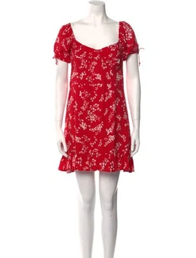 Pre-owned Rue Stiic Floral Print Mini Dress In Red