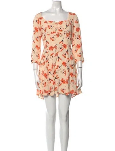 Pre-owned Rue Stiic Floral Print Mini Dress W/ Tags In Orange