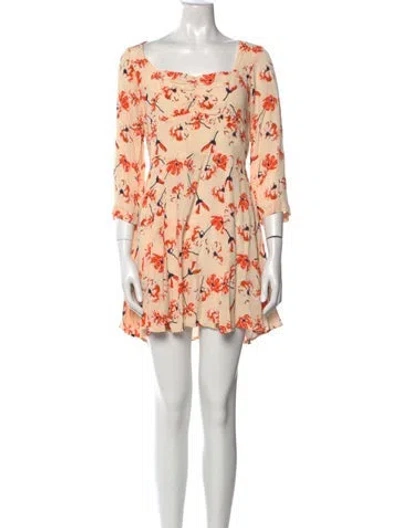 Pre-owned Rue Stiic Floral Print Mini Dress W/ Tags In Orange
