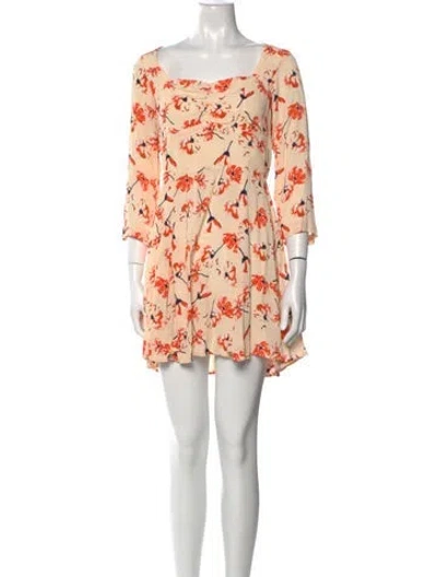 Pre-owned Rue Stiic Floral Print Mini Dress W/ Tags In Orange