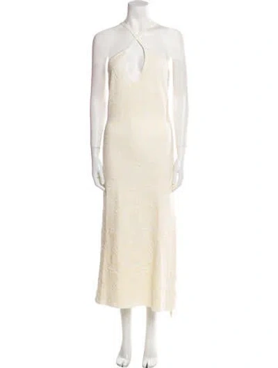 Pre-owned Rue Stiic Halterneck Long Dress In White