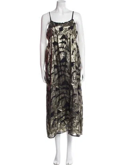Pre-owned Rue Stiic Printed Long Dress In Black