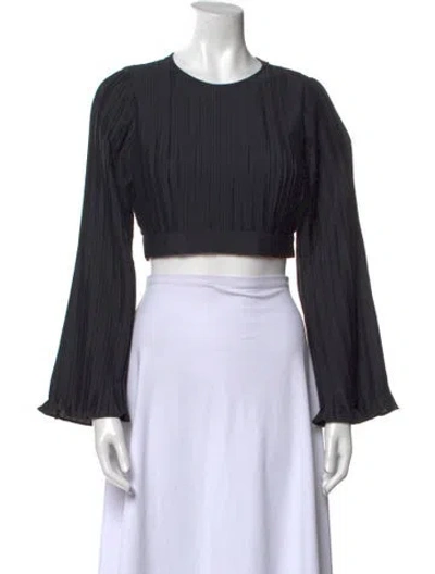 Pre-owned Rue Stiic Scoop Neck Long Sleeve Crop Top In Black