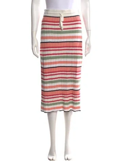 Pre-owned Rue Stiic Striped Midi Length Skirt In Pink