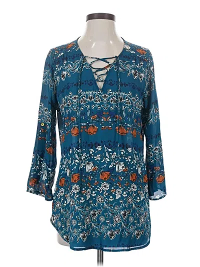 Pre-owned Rue21 3/4 Sleeve Blouse In Blue