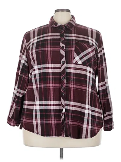 Pre-owned Rue21 3/4 Sleeve Blouse In Burgundy