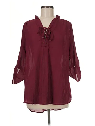 Pre-owned Rue21 3/4 Sleeve Blouse In Burgundy