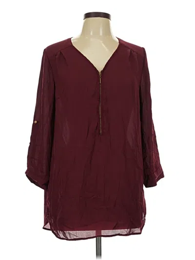 Pre-owned Rue21 3/4 Sleeve Blouse In Burgundy