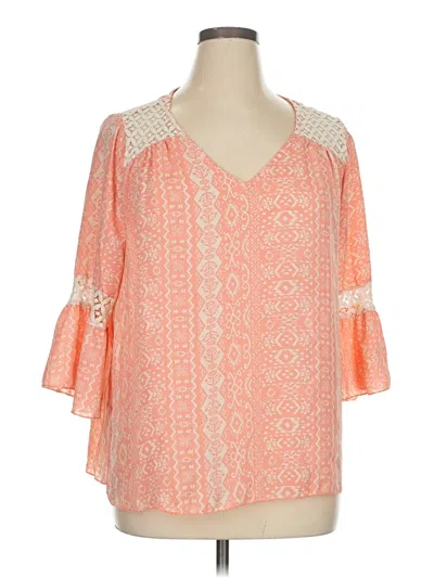 Pre-owned Rue21 3/4 Sleeve Blouse In Orange