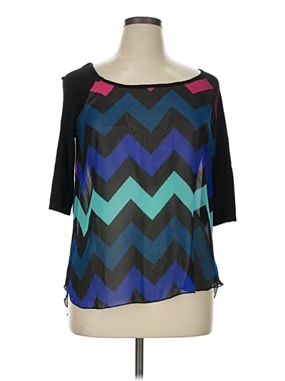 Pre-owned Rue21 3/4 Sleeve Top Teal Cold Shoulder Neckline Tops In Blue