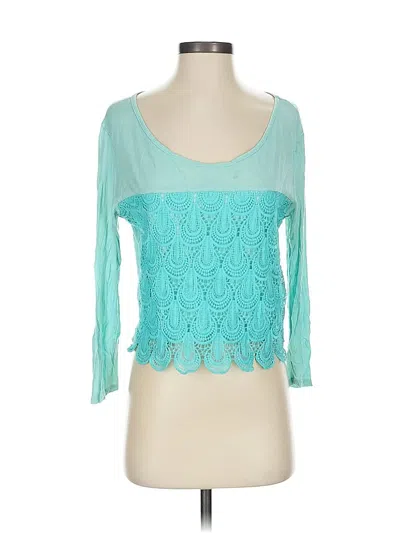 Pre-owned Rue21 3/4 Sleeve Top Teal Sweetheart Neckline Tops In Blue